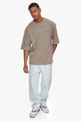 HEAVY OVERSIZE SILK EMBO T-SHIRT SIMPLY TAUPE