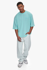 HEAVY OVERSIZE SILK EMBO T-SHIRT TURQUOISE