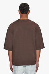 HEAVY OVERSIZE SILK EMBO T-SHIRT CHOCOLATE BROWN