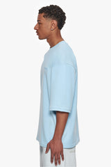 HEAVY OVERSIZE SILK EMBO T-SHIRT BABY BLUE