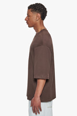 HEAVY OVERSIZE SILK EMBO T-SHIRT CHOCOLATE BROWN