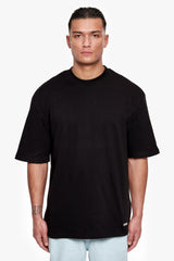HEAVY OVERSIZE METAL PATCH BASIC T-SHIRT BLACK