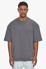HEAVY OVERSIZE METAL PATCH BASIC T-SHIRT GREY
