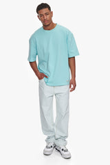 HEAVY OVERSIZE METAL PATCH BASIC T-SHIRT TURQUOISE