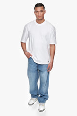 HEAVY OVERSIZE METAL PATCH BASIC T-SHIRT WHITE