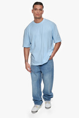 HEAVY OVERSIZE METAL PATCH BASIC T-SHIRT BABY BLUE