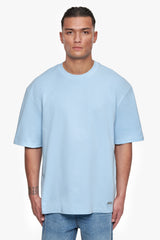 HEAVY OVERSIZE METAL PATCH BASIC T-SHIRT BABY BLUE
