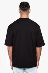 HEAVY OVERSIZE METAL PATCH BASIC T-SHIRT BLACK