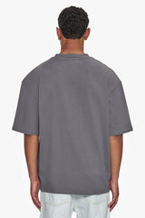 HEAVY OVERSIZE METAL PATCH BASIC T-SHIRT GREY