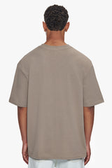 HEAVY OVERSIZE METAL PATCH BASIC T-SHIRT SIMPLY TAUPE