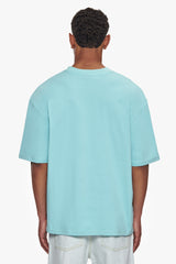 HEAVY OVERSIZE METAL PATCH BASIC T-SHIRT TURQUOISE