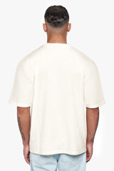 HEAVY OVERSIZE METAL PATCH BASIC T-SHIRT CREAM