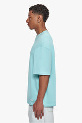 HEAVY OVERSIZE METAL PATCH BASIC T-SHIRT TURQUOISE