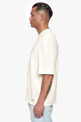 HEAVY OVERSIZE METAL PATCH BASIC T-SHIRT CREAM