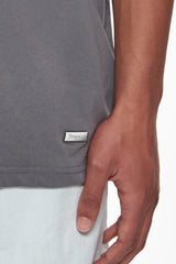 HEAVY OVERSIZE METAL PATCH BASIC T-SHIRT GREY