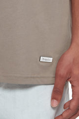 HEAVY OVERSIZE METAL PATCH BASIC T-SHIRT SIMPLY TAUPE