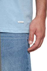 HEAVY OVERSIZE METAL PATCH BASIC T-SHIRT BABY BLUE