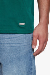 HEAVY OVERSIZE METAL PATCH BASIC T-SHIRT GREEN