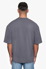 HEAVY OVERSIZE FRONT RUBBER PATCH T-SHIRT STEEL GREY