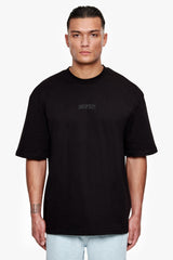 HEAVY OVERSIZE CURVED HD LOGO T-SHIRT BLACK