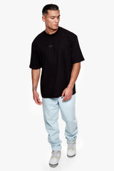 HEAVY OVERSIZE CURVED HD LOGO T-SHIRT BLACK