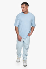 HEAVY OVERSIZE CURVED HD LOGO T-SHIRT BABY BLUE