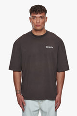 HEAVY OVERSIZE QUATTRO HUSTLE T-SHIRT WASHED BLACK