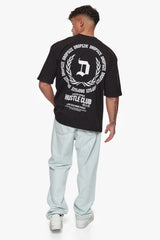 HEAVY OVERSIZE HUSTLE CLUB CIRCLE T-SHIRT BLACK