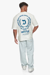 HEAVY OVERSIZE HUSTLE CLUB CIRCLE T-SHIRT CREAM