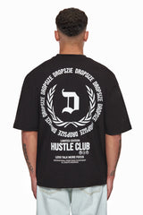 HEAVY OVERSIZE HUSTLE CLUB CIRCLE T-SHIRT BLACK