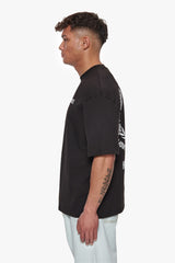 HEAVY OVERSIZE HUSTLE CLUB CIRCLE T-SHIRT BLACK