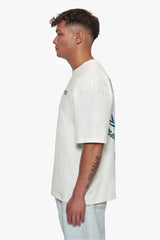 HEAVY OVERSIZE HUSTLE CLUB CIRCLE T-SHIRT CREAM