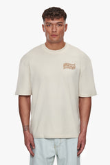 HEAVY OVERSIZE MIRRORED LOGO T-SHIRT COCONUT MILK