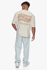 HEAVY OVERSIZE MIRRORED LOGO T-SHIRT COCONUT MILK