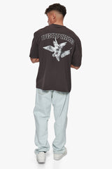 HEAVY OVERSIZE CARESS DOVES T-SHIRT WASHED BLACK