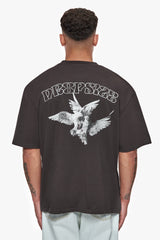 HEAVY OVERSIZE CARESS DOVES T-SHIRT WASHED BLACK