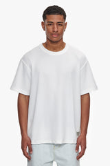 HEAVY OVERSIZE COTTON PATCH  T-SHIRT CREAM WHITE