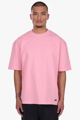 HEAVY OVERSIZE METAL PATCH BASIC T-SHIRT CANDY PINK