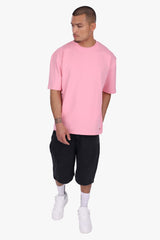 HEAVY OVERSIZE METAL PATCH BASIC T-SHIRT CANDY PINK