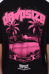HEAVY OVERSIZE PALMTREES T-SHIRT BLACK