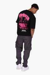 HEAVY OVERSIZE PALMTREES T-SHIRT BLACK
