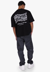 HEAVY OVERSIZE MIRRORED LOGO T-SHIRT BLACK