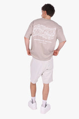 HEAVY OVERSIZE MIRRORED LOGO T-SHIRT PUMIC STONE