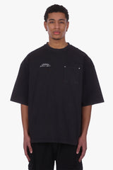 HEAVY OVERSIZE POCKET T-SHIRT ACID WASHED BLACK