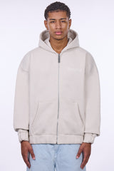 HEAVY OVERSIZE EMBO ZIP HOODIE WHITE ONYX