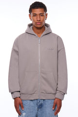 HEAVY OVERSIZE EMBO ZIP HOODIE WET WEATHER