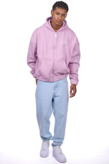 HEAVY OVERSIZE EMBO ZIP HOODIE LILAC