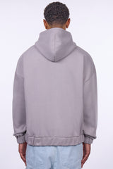 HEAVY OVERSIZE EMBO ZIP HOODIE GREY