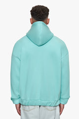 SUPER HEAVY OVERISZE BLANK ZIP HOODIE TURQUOISE