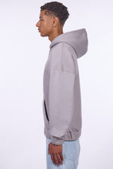 HEAVY OVERSIZE EMBO ZIP HOODIE GREY